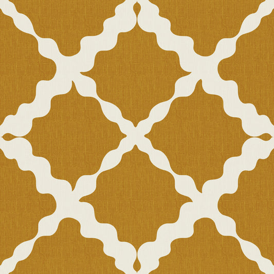 Textured Lattice Trellis Geometric Mustard Minimalist Modern  Wallpaper⁠