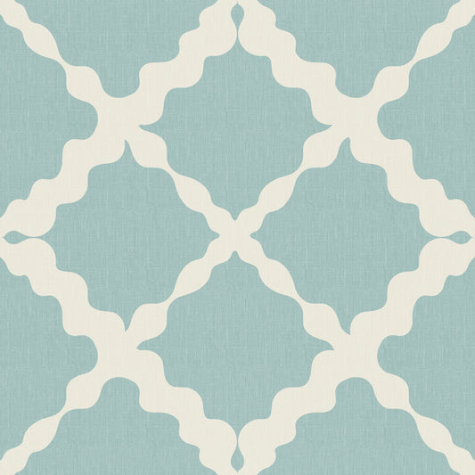 Textured Lattice Trellis Geometric Muted Blue Minimalist Modern  Wallpaper⁠