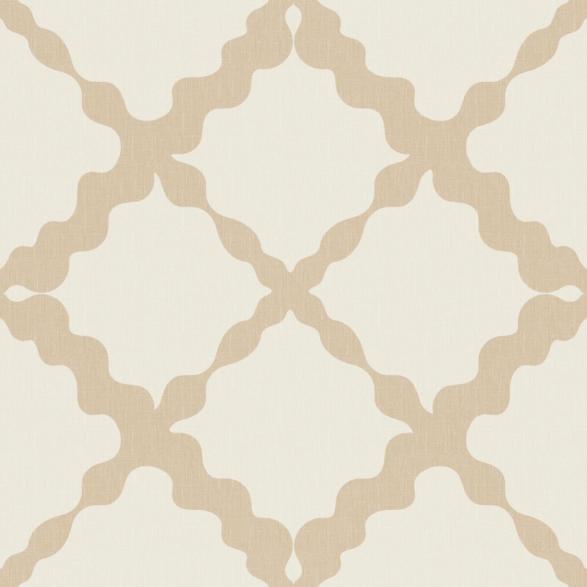 Textured Lattice Trellis Geometric Cream Beige Minimalist Modern Wallpaper⁠ in your room — zoomed