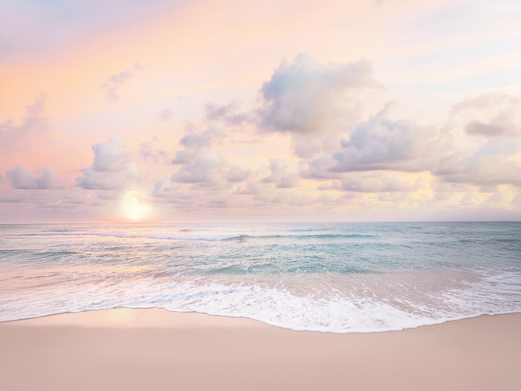 Peach Sky, Teal Sea Wall Mural