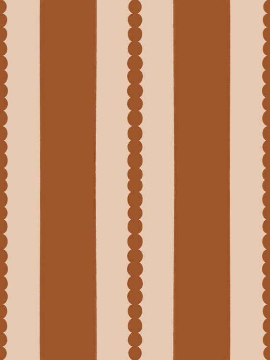 Warm Earth Stripes & Scallops Wallpaper⁠