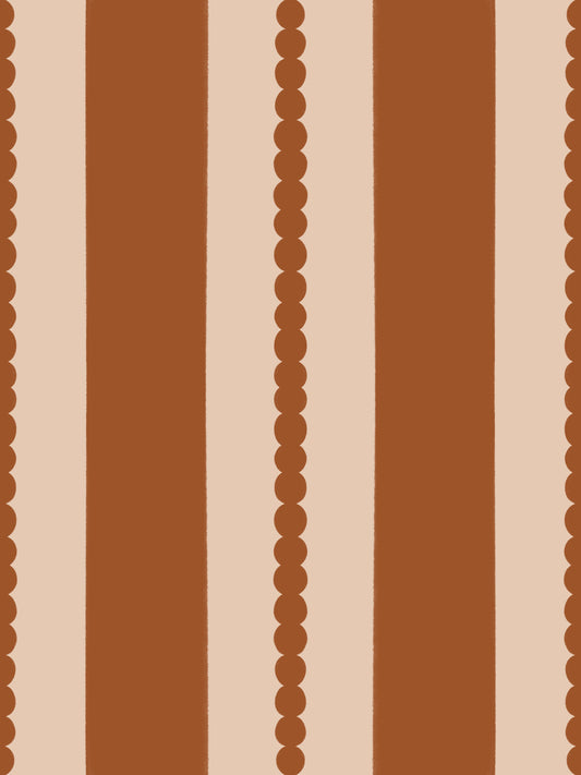 Warm Earth Stripes & Scallops Wallpaper⁠