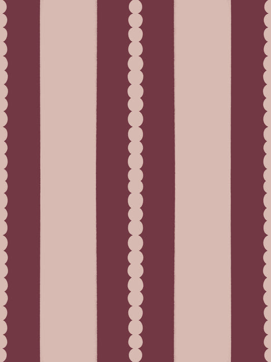 Blush & Berry Scallop Stripes Wallpaper⁠