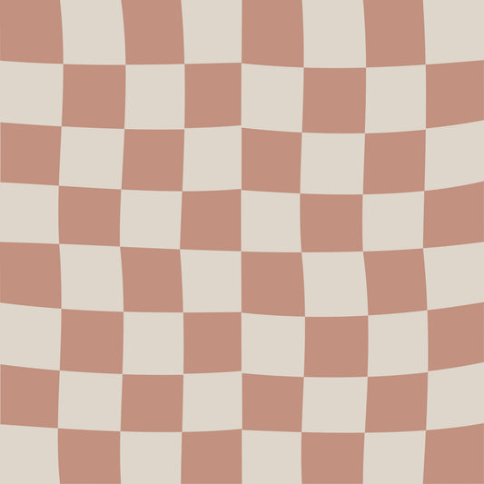 Peach & Cream Checker Waves Wallpaper⁠