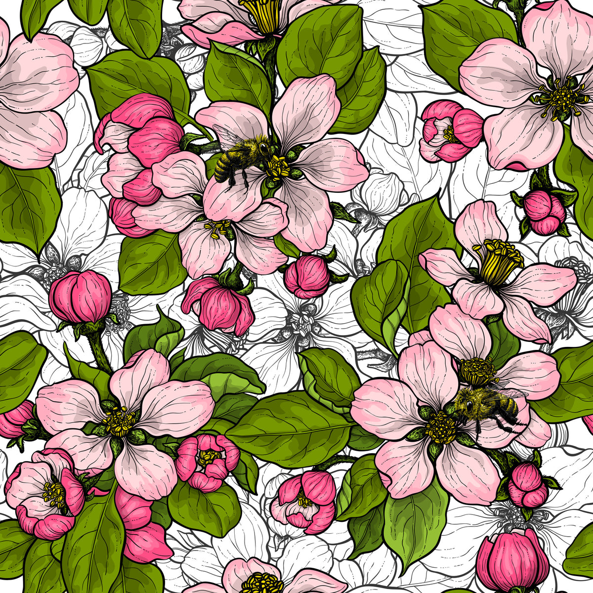 Apple blossom on white 2 Wallpaper⁠ in your room — zoomed