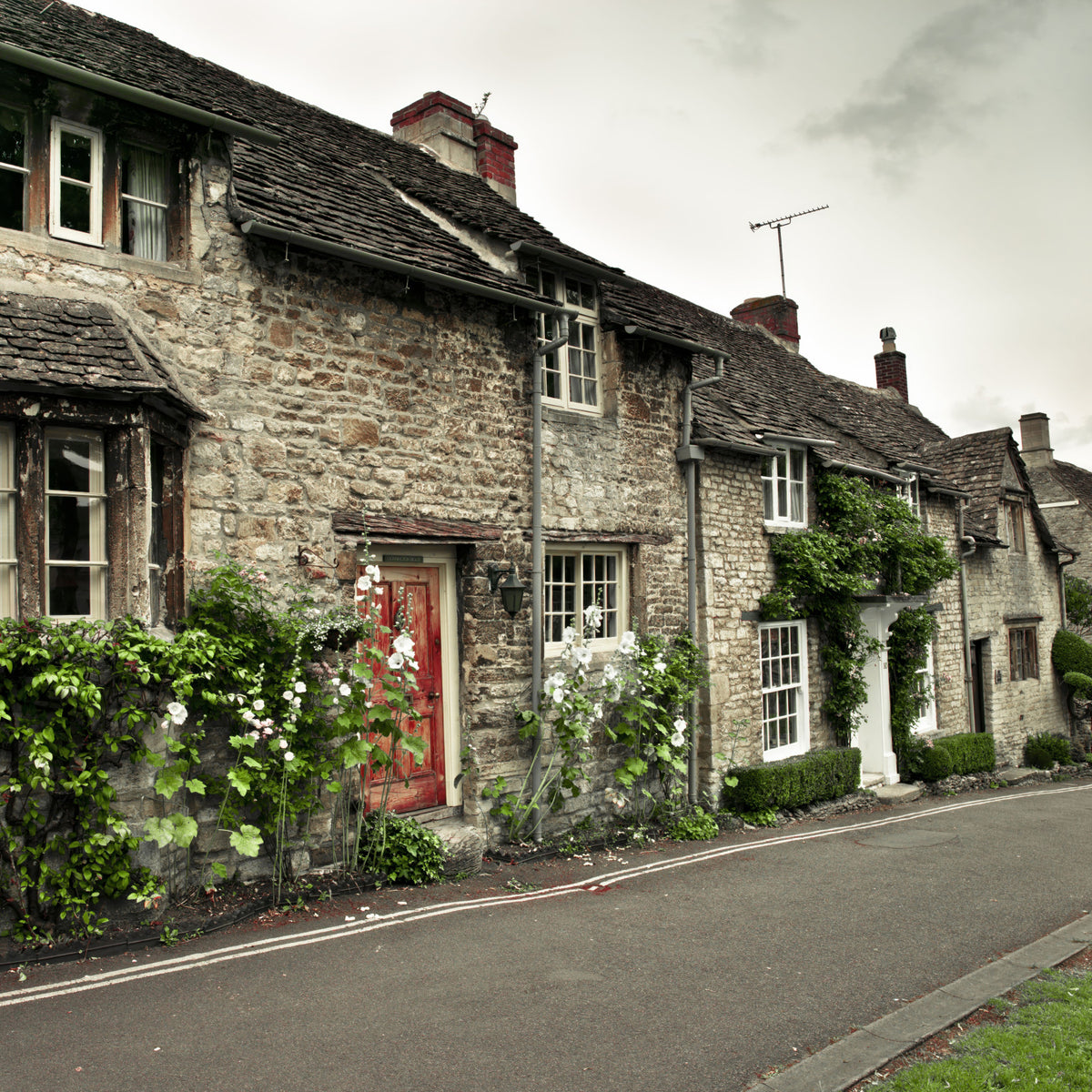 Timeless English Cottages Wall Mural in your room — zoomed
