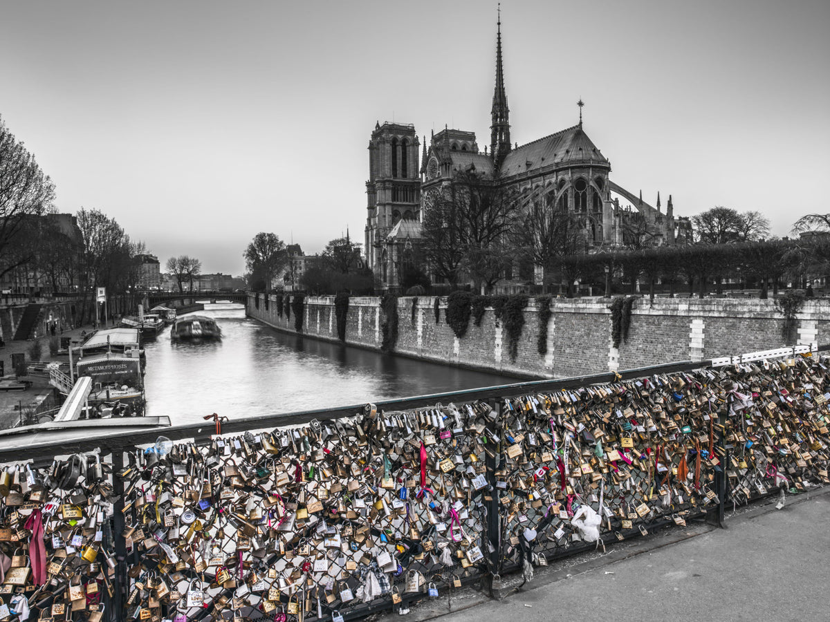 Parisian Love Locks: Notre Dame's Shadow Wall Mural