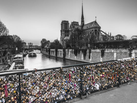 Parisian Love Locks: Notre Dame's Shadow Wall Mural