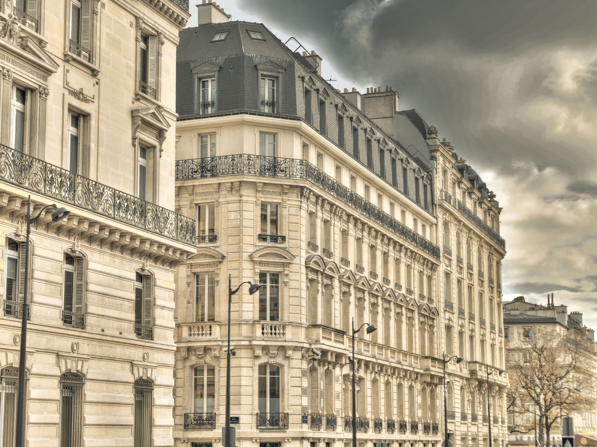 Parisian Facades & Dramatic Skies Wall Mural in your room — zoomed