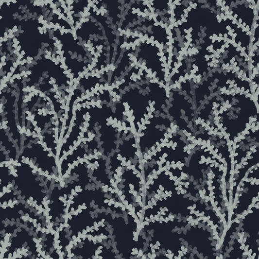 Painted Coraline Greenish Grey Dark Wallpaper⁠