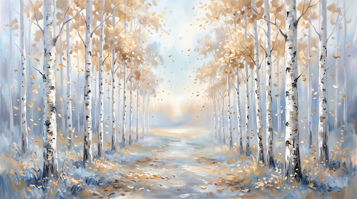 Golden Birch Path Wall Mural