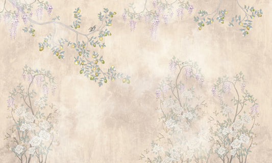 Wisteria & Lemon Blossom Serenity Cream Wall Mural