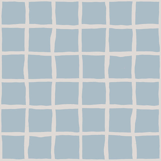 Soft Blue Grid Wallpaper Boho Coastal Wallpaper⁠