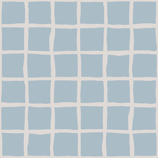 Soft Blue Grid Wallpaper Boho Coastal Wallpaper⁠