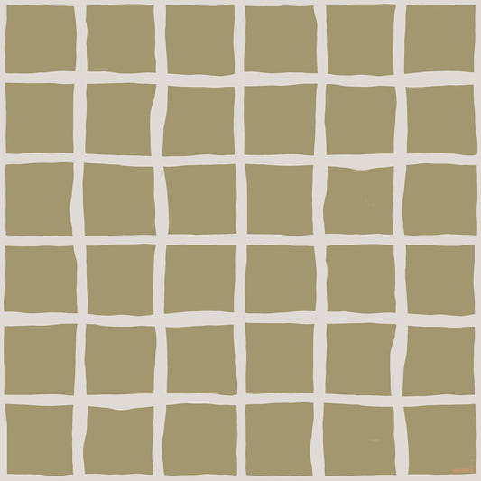 Olive Beige Green Grid Wallpaper Boho Coastal Wallpaper⁠