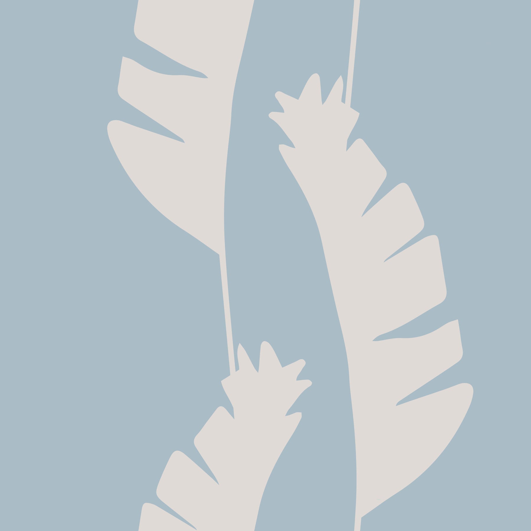 Soft Blue Banana Leaf Wallpaper Boho Coastal Wallpaper⁠