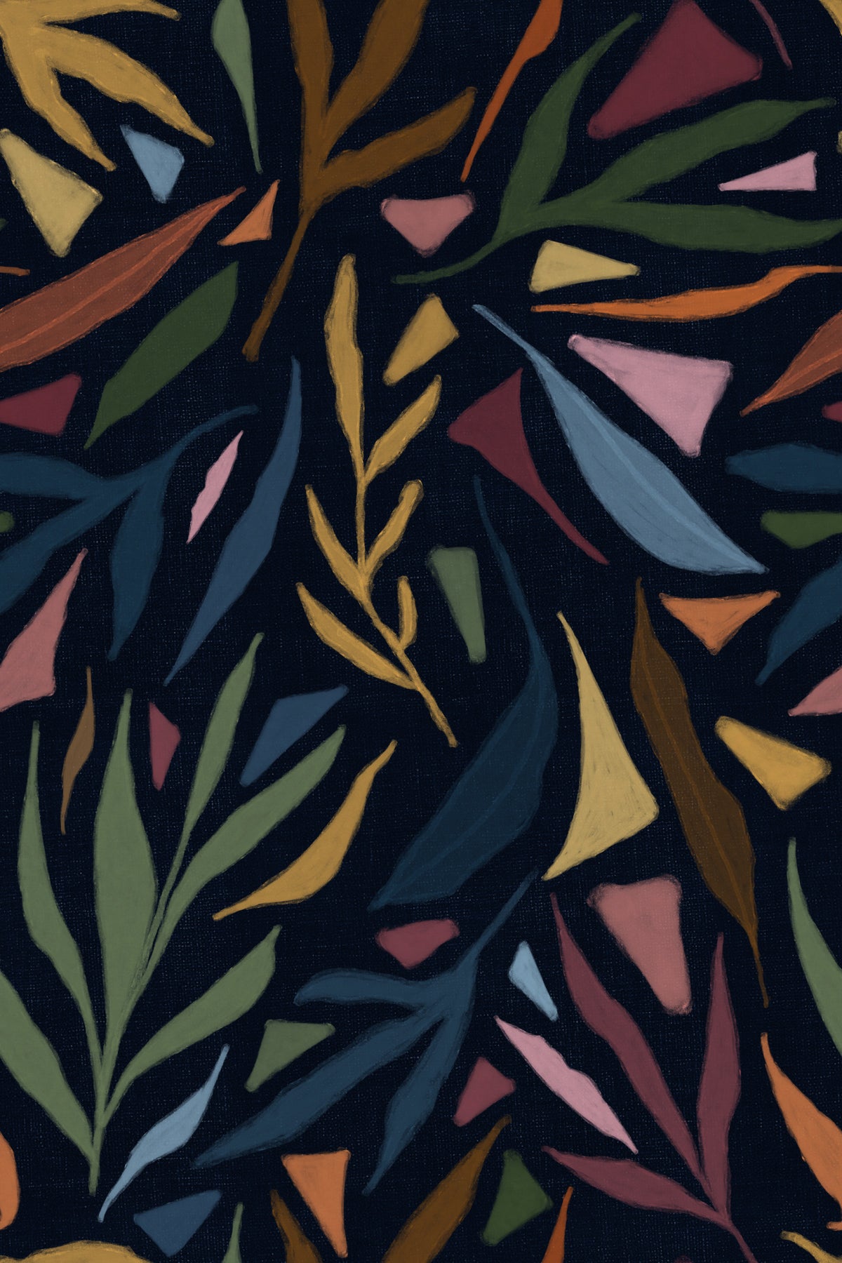 Tropical Painted Collage Dark Wallpaper⁠ in your room — zoomed