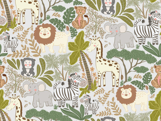 Whimsical Safari Pals Wallpaper⁠