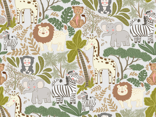 Whimsical Safari Pals Wallpaper⁠