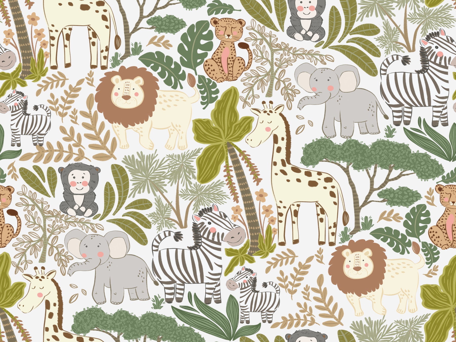 Safari Friends' Playful Jungle Wallpaper⁠