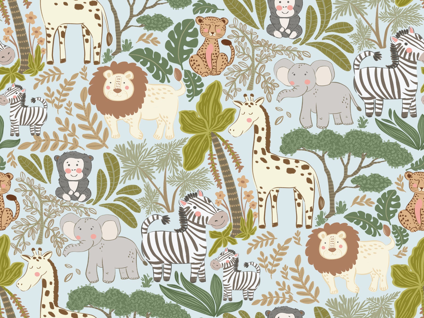 Gentle Safari Pals Wallpaper⁠