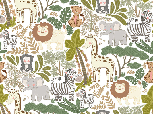 Playful Jungle Pals Wallpaper⁠