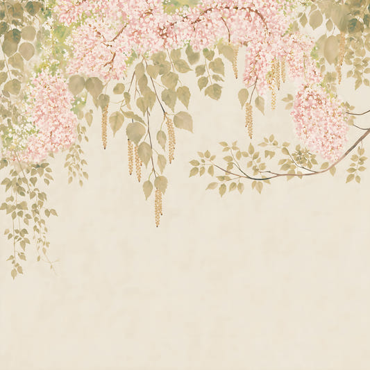 Soft Pink Wisteria Canopy Wall Mural