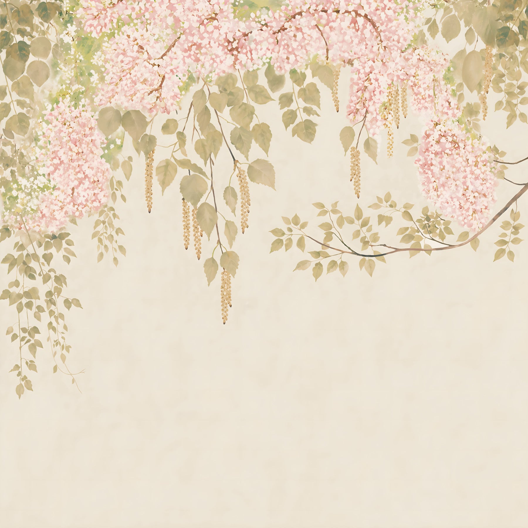 Soft Pink Wisteria Canopy Wall Mural
