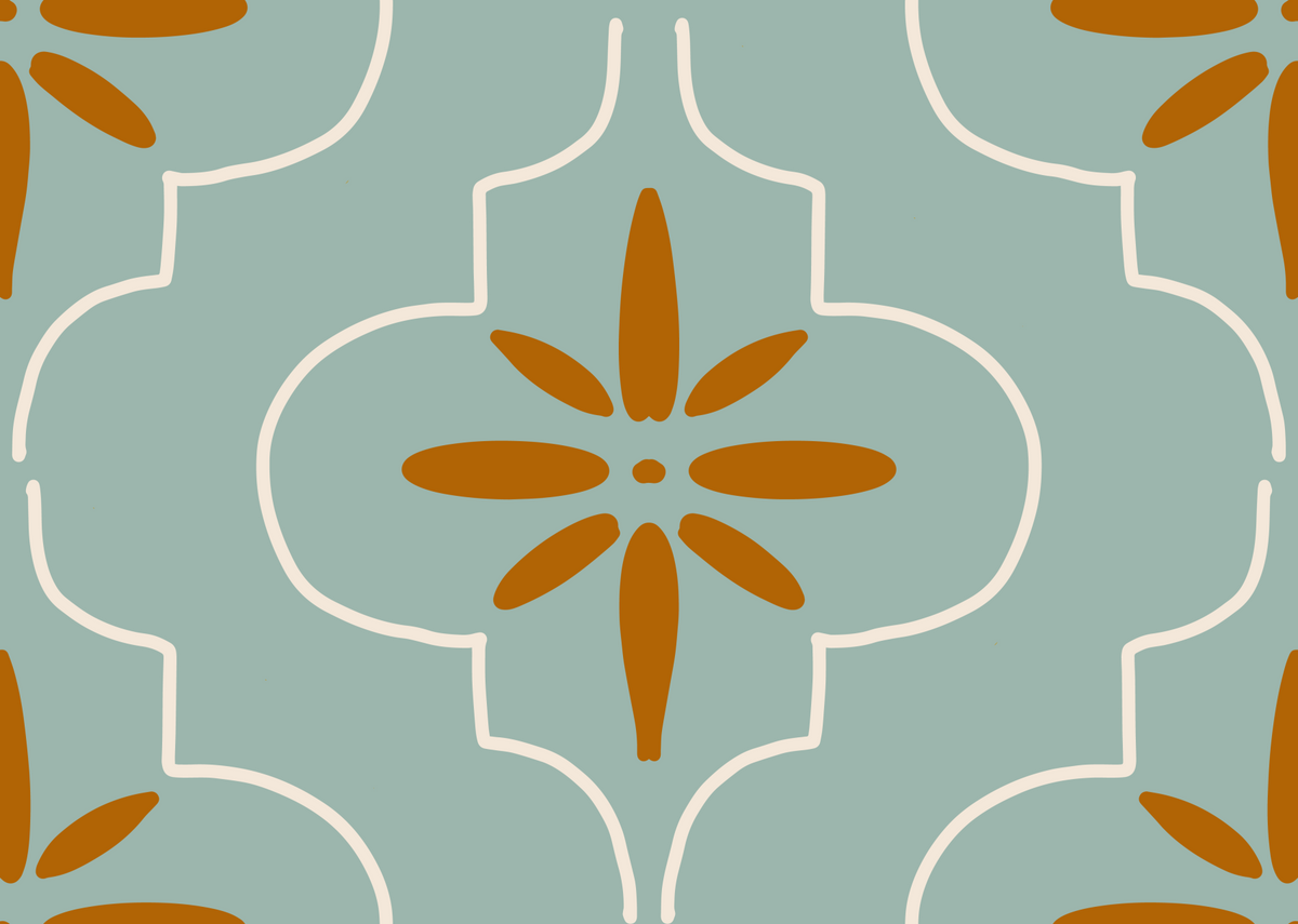 Teal Terracotta Tile Wallpaper Mediterranean Geometric Wallpaper⁠