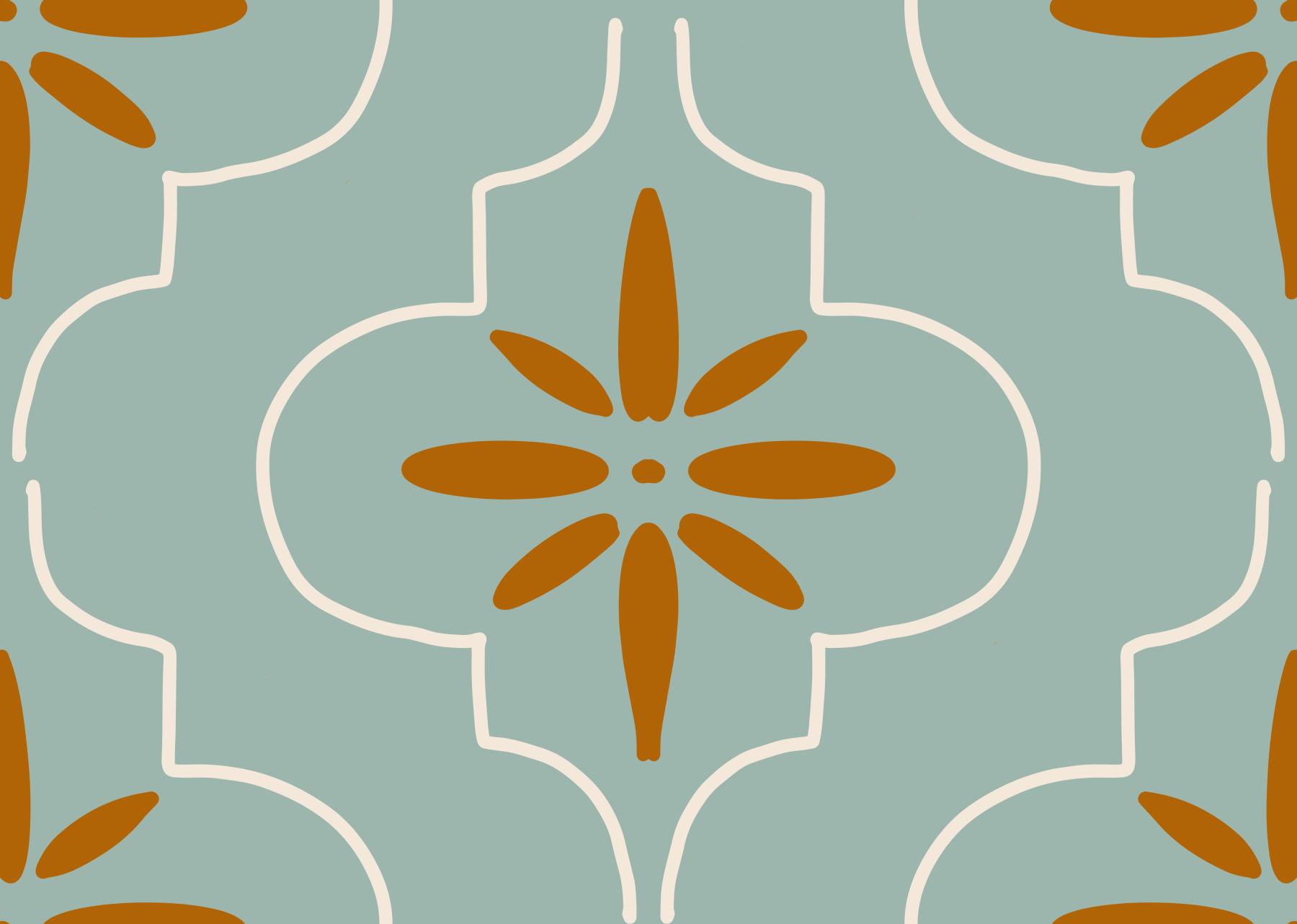Teal Terracotta Tile Wallpaper Mediterranean Geometric Wallpaper⁠