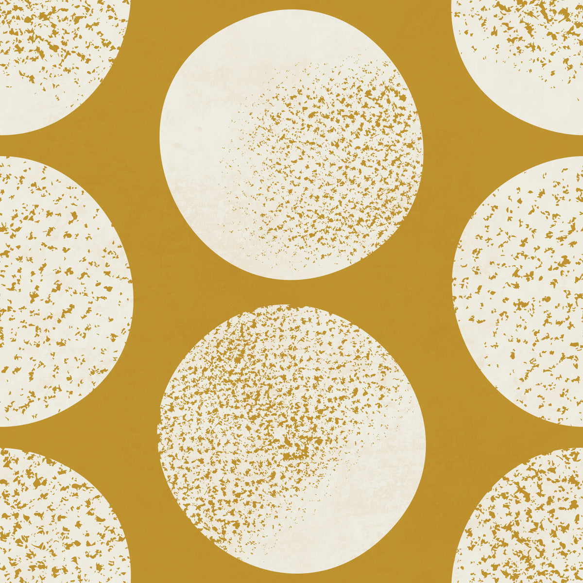 Organic Polka Dots Stippled Modern Cream on Mustard Wallpaper⁠
