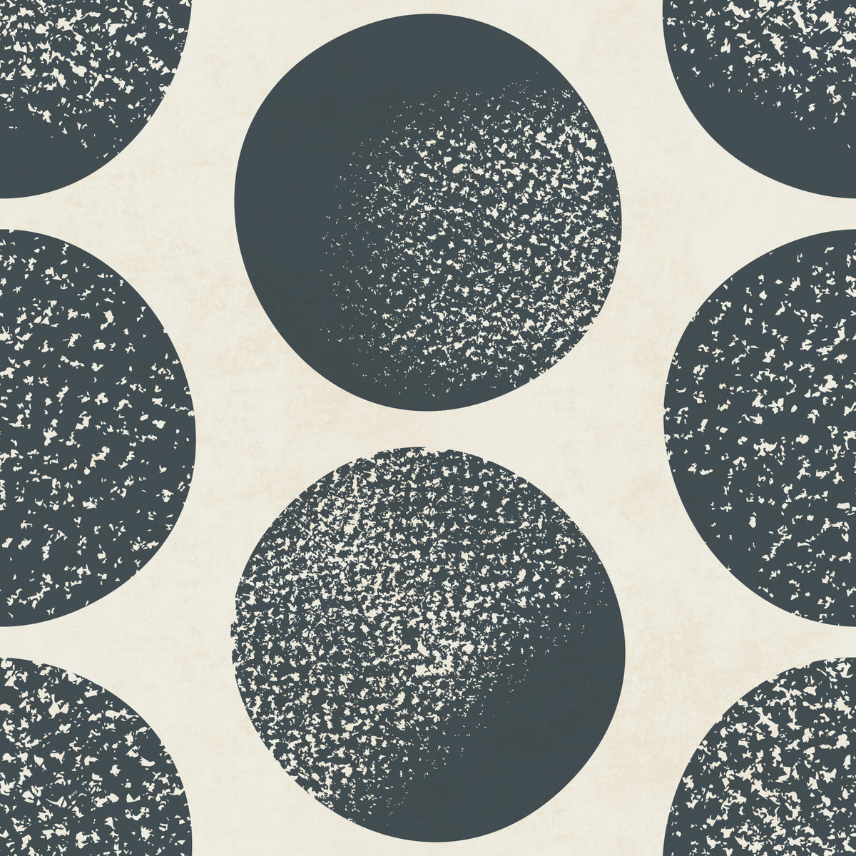 Organic Polka Dots Stippled Modern Dark Blue on Cream  Wallpaper⁠
