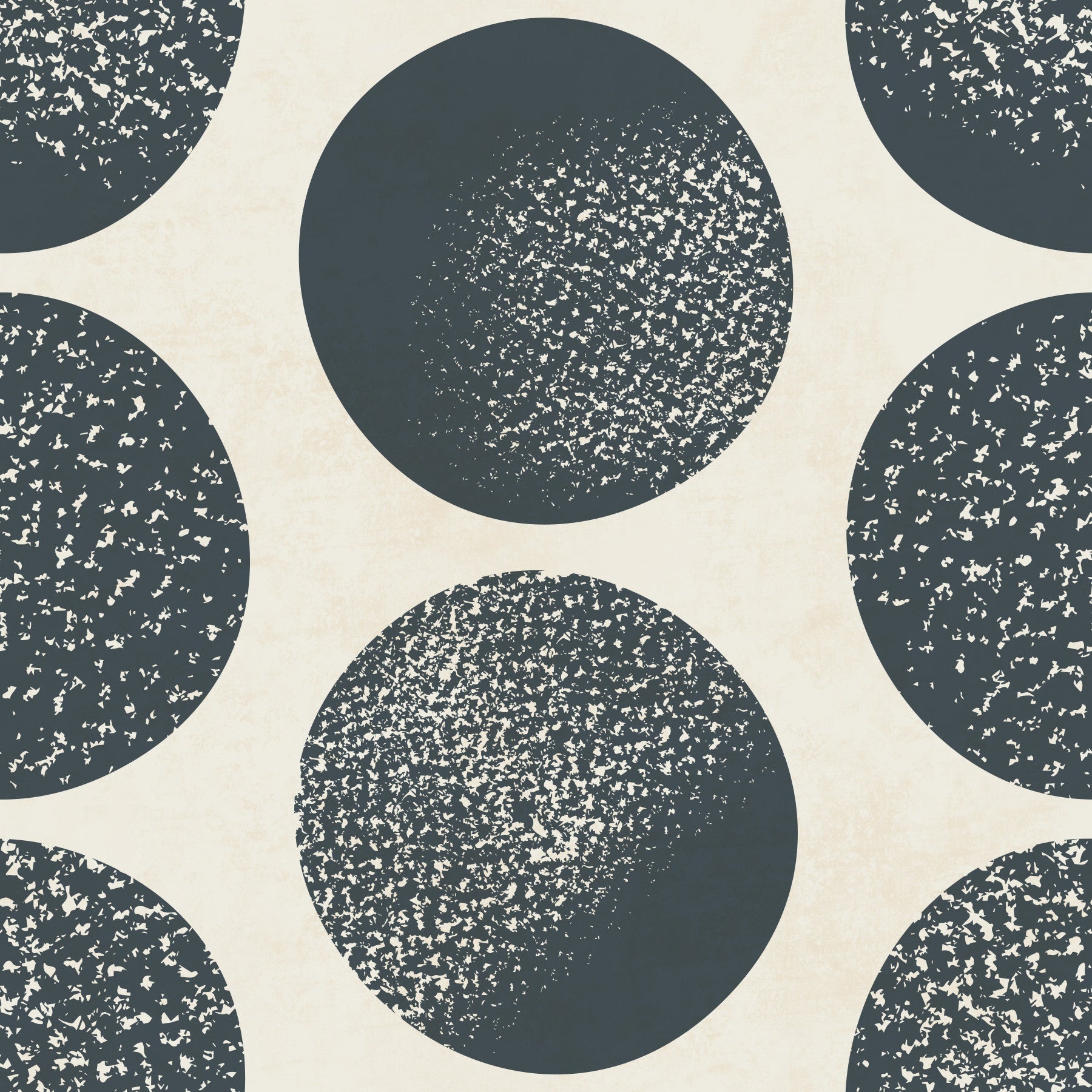 Organic Polka Dots Stippled Modern Dark Blue on Cream  Wallpaper⁠