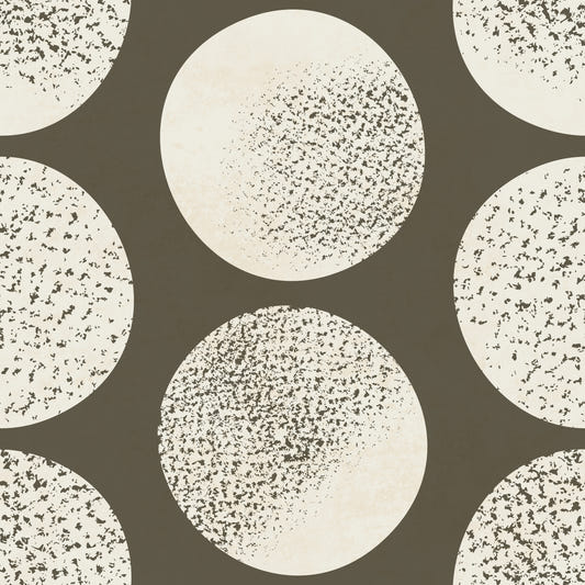 Organic Polka Dots Stippled Modern Cream on Dark Brown Wallpaper⁠