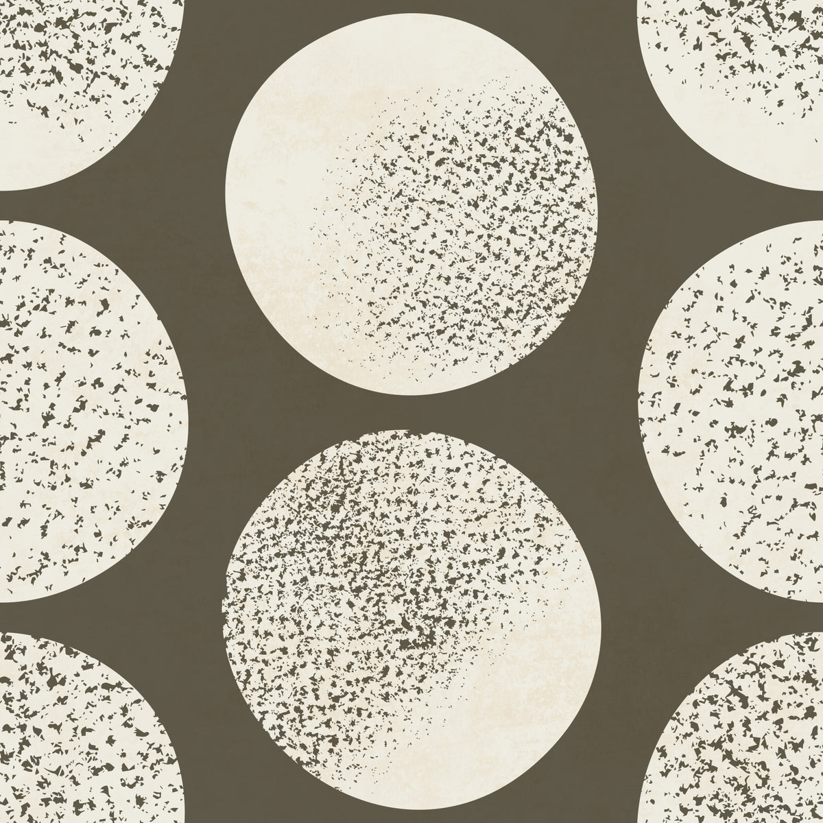 Organic Polka Dots Stippled Modern Cream on Dark Brown Wallpaper⁠