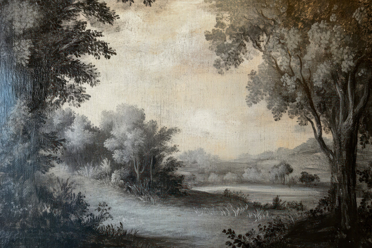 Monochrome Lakeside Vista Wall Mural in your room — zoomed