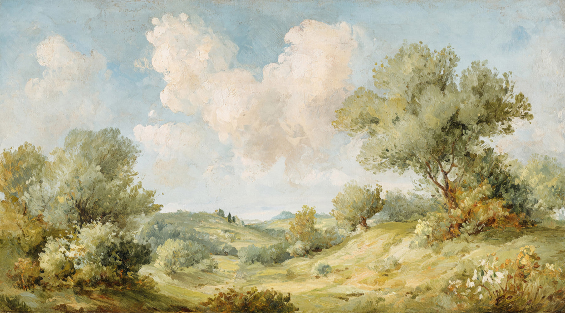 Timeless Hills: A Painted Vista Wall Mural