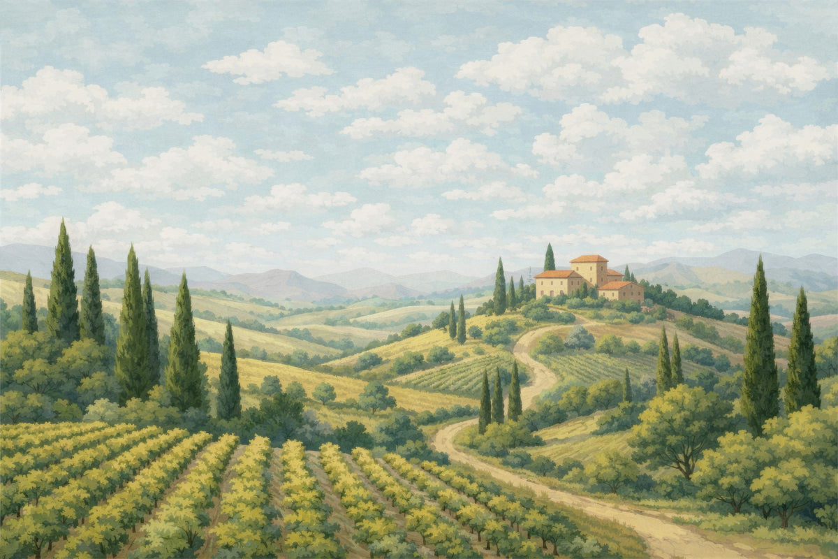 Tuscan Vineyard Vista Wall Mural