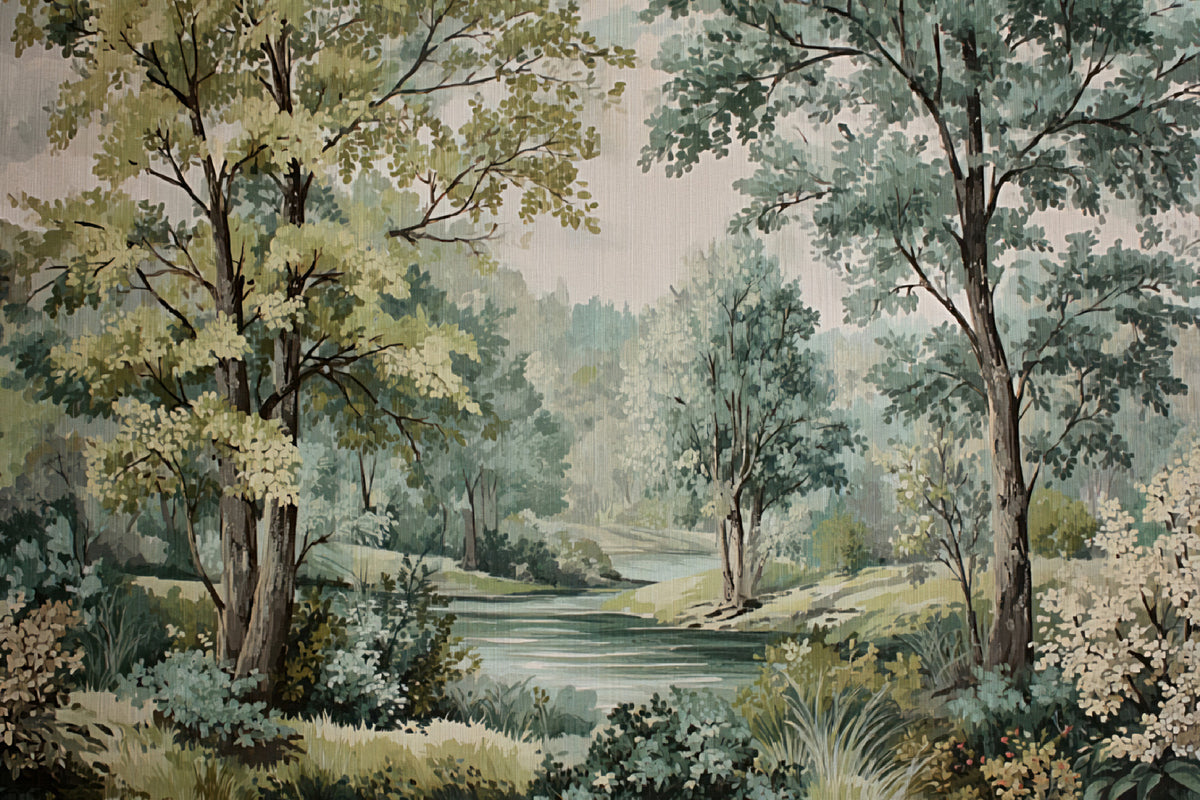 Woodland River Retreat Wall Mural in your room — zoomed