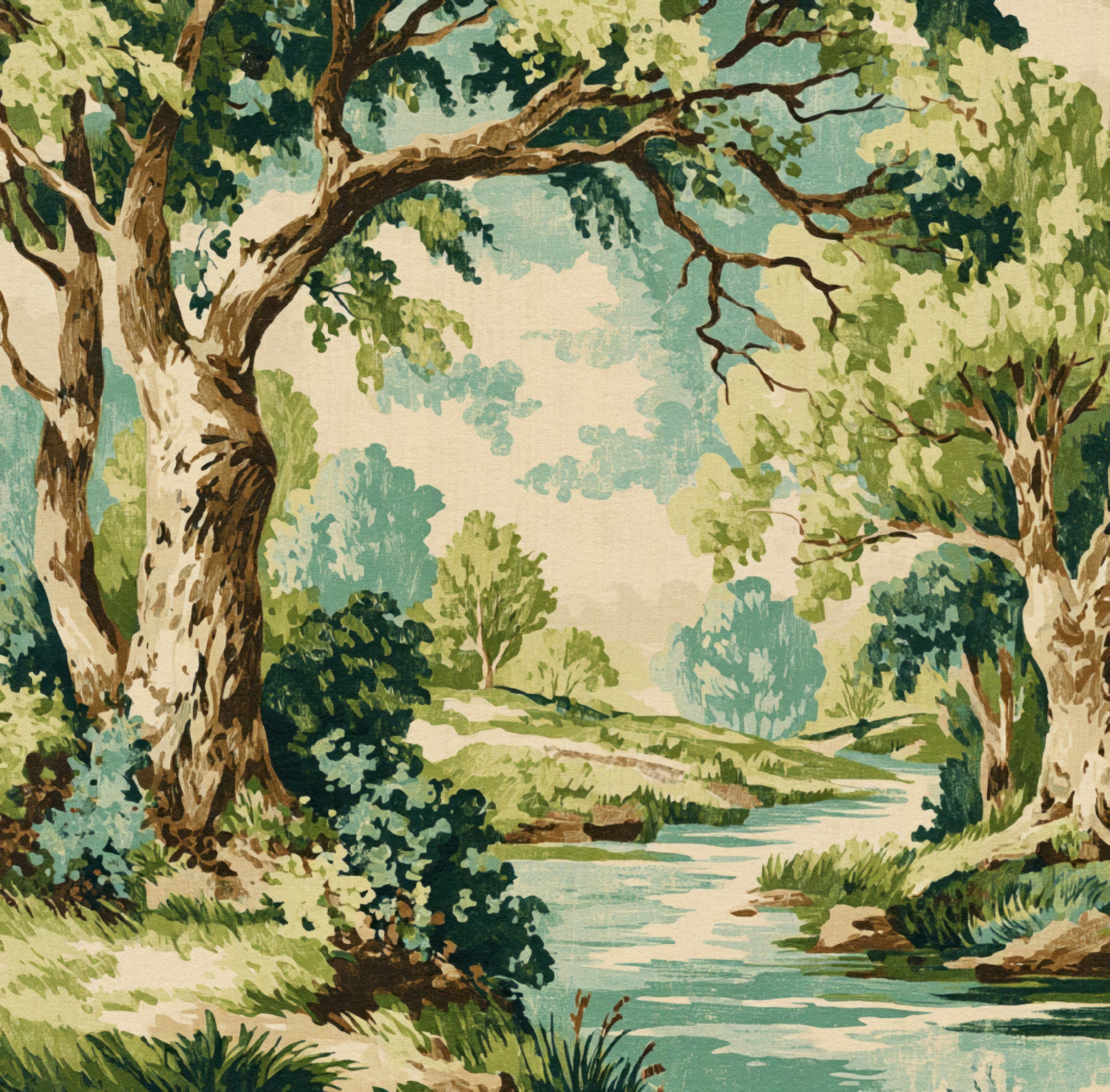 Tranquil Forest Stream Wall Mural