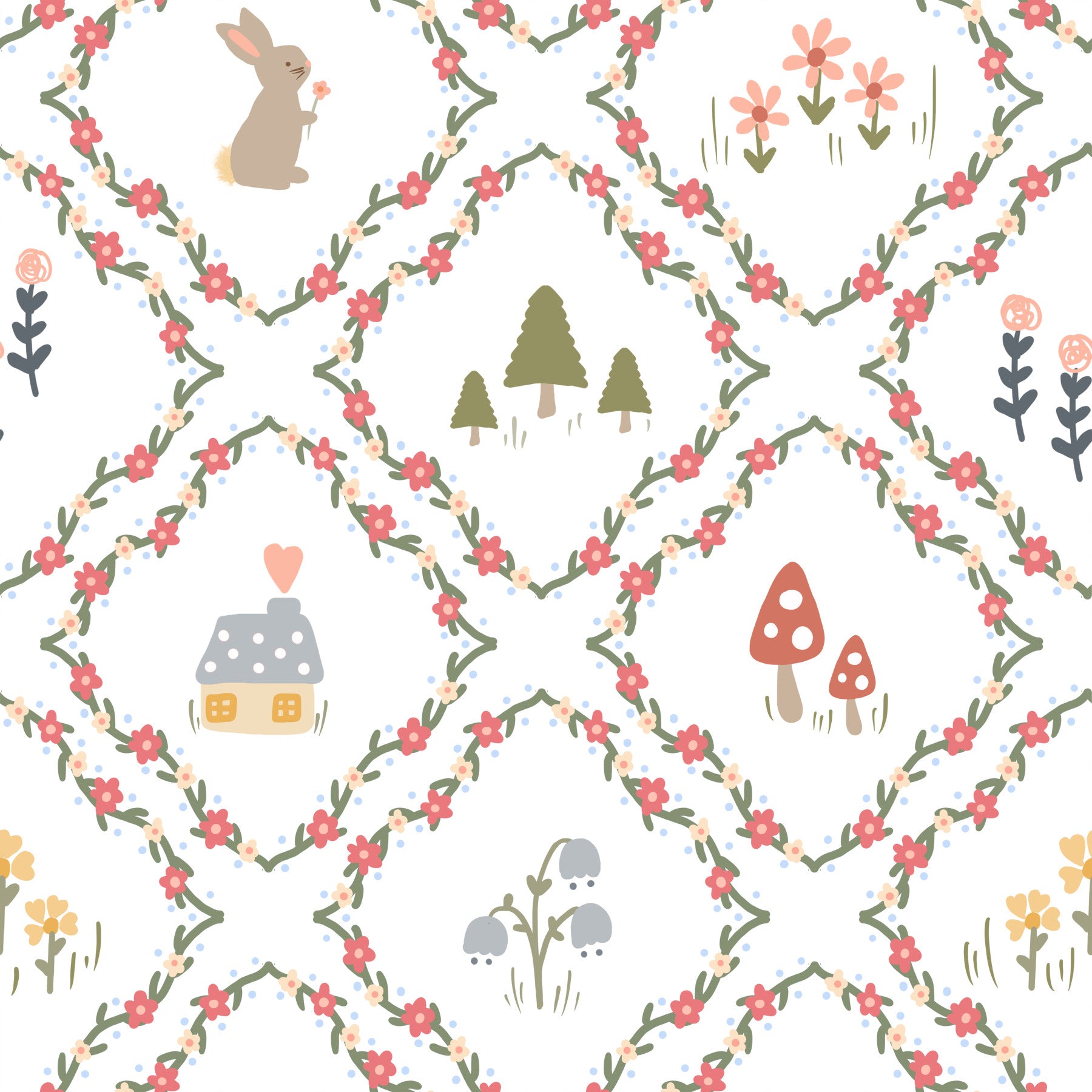 Whimsical Woodland Diamond Wallpaper⁠