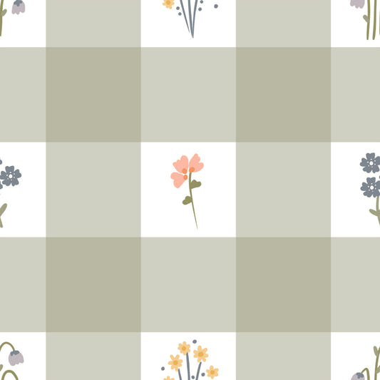 Gingham Floral Wallpaper⁠