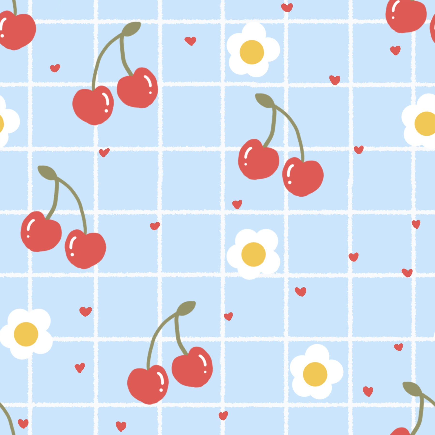 Sweet Cherry Gingham Wallpaper⁠