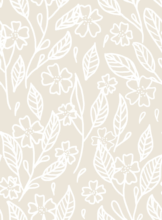 Neutral Floral Wallpaper⁠