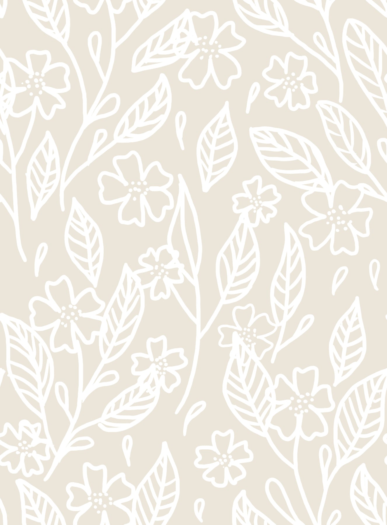 Neutral Floral Wallpaper⁠