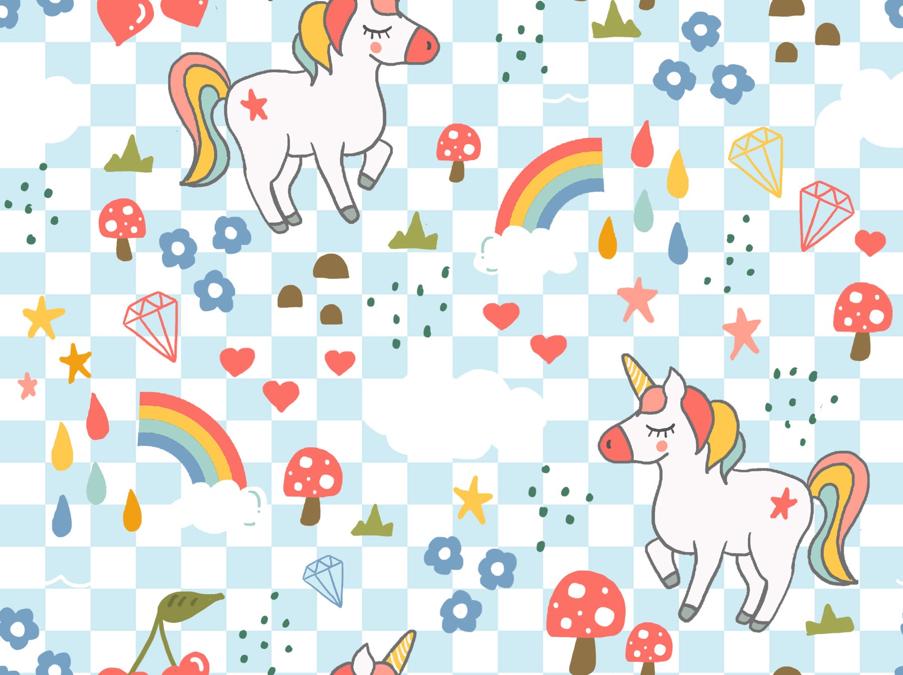 Checkerboard Unicorn Dreams Wallpaper⁠