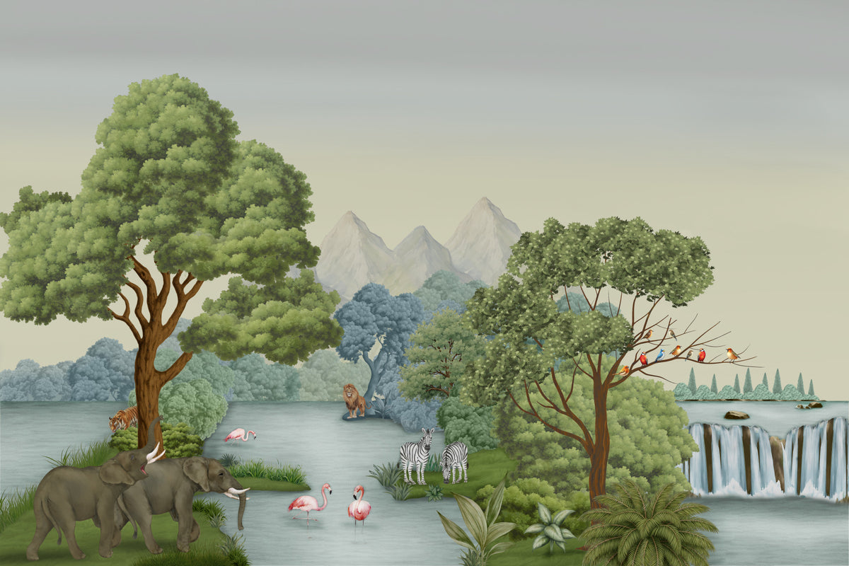 Safari River Oasis Wall Mural