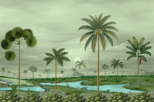 Lush River Palms Wall Mural