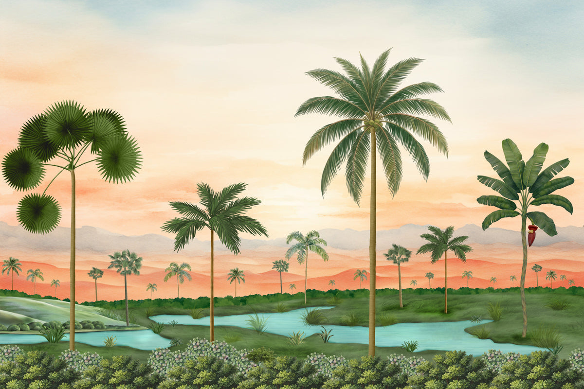 Lush Tropical River Retreat Wall Mural in your room — zoomed