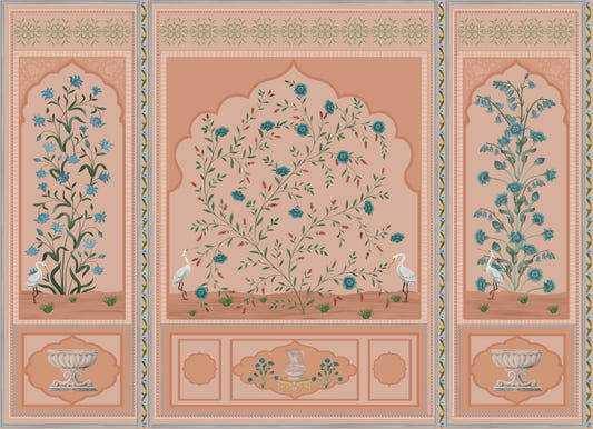 Serene Mughal Garden Panels Wall Mural